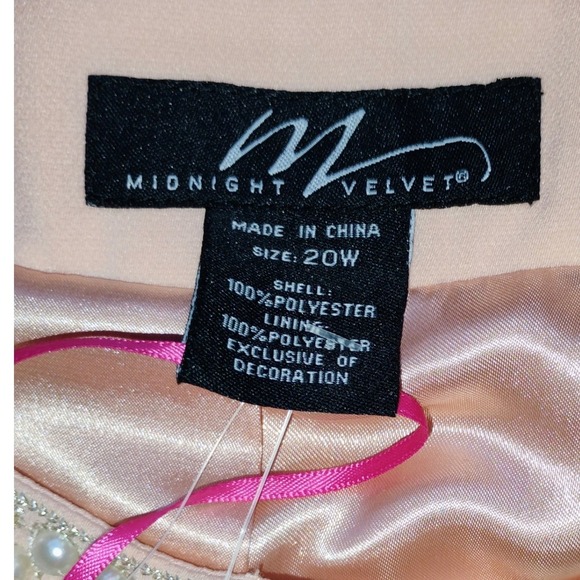 Midnight Velvet Women's Blazer 20W Pink Pearl Embellished Jacket - Picture 3 of 7